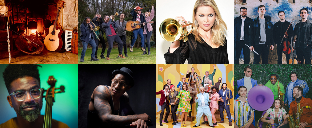 collage of eight different show images