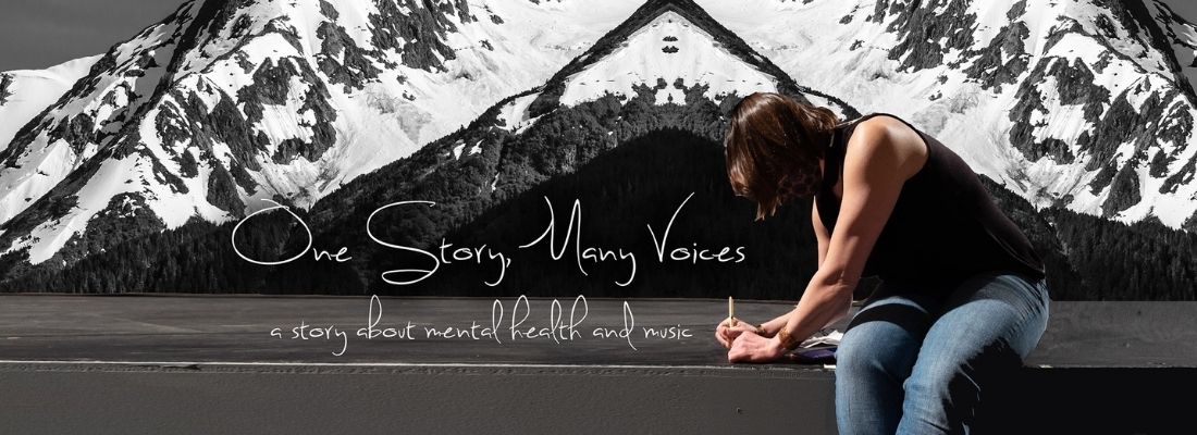 Cursive Text: One Story, Many Voices. May 4th. Kat Moore writing it on the background