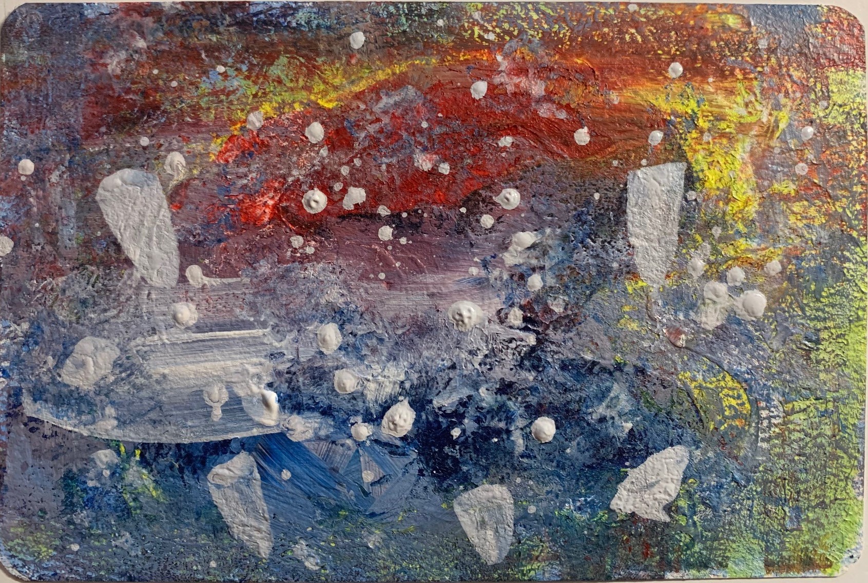 Pained square of a mixture of colors